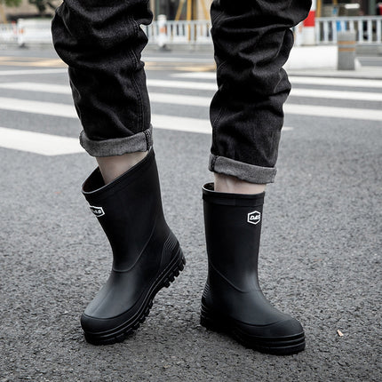 Men's Fashionable All-match Mid-barrel Japanese Rain Boots Outer Wear Thick Bottom Wear-resistant Kitchen Fishing Anti-slip Waterproof