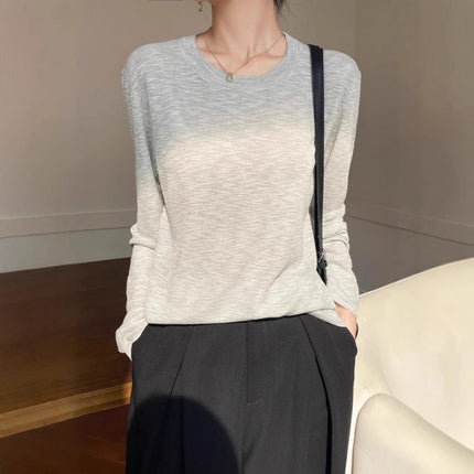 Spring and Autumn New Pullover Loose Lazy Long Sleeve Design Thin Sunscreen Knitted Blouse Women's T-Shirt Outer Top