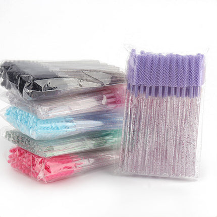 Wholesale foreign trade crystal rod silicone eyelash brush eyebrow brush color eyelash comb disposable eyelash combing tool