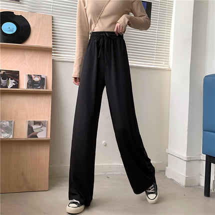 2024 New Four Seasons Thin plus size High Waist Loose Mop Pants Women's chubby girl Dipped Straight Casual Wide Leg Pants