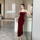 Red (with chest pad/zipper/with chain) / S