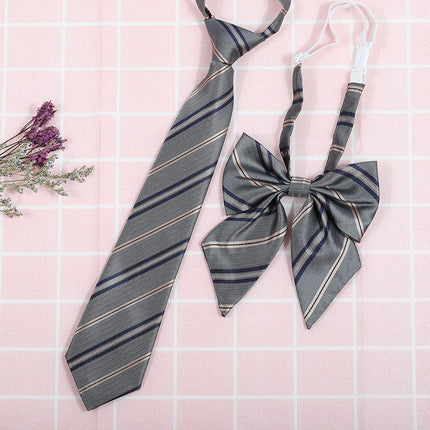 Japanese and Korean striped jk/dk college style men's and women's red cyanotic gray blue shirt accessories tie-free collar set