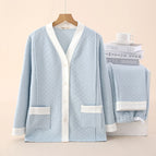 V-neck-air cotton-blue / M