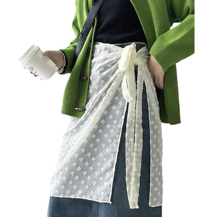 Drop pool knitted ~ stacked mesh skirt women's Korean new one-piece skirt curtain blouse hem lace fart curtain
