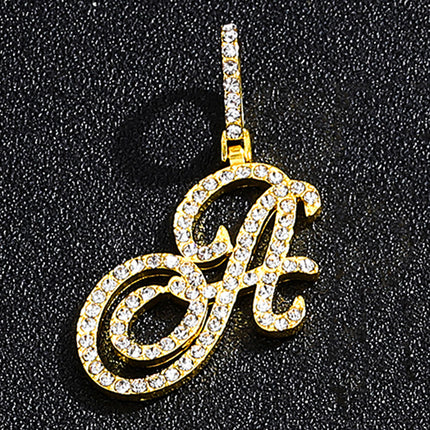 Foreign trade popular products full diamond hip hop jewelry grass letter pendant melon seed buckle Cuban chain accessories Amazon exclusive