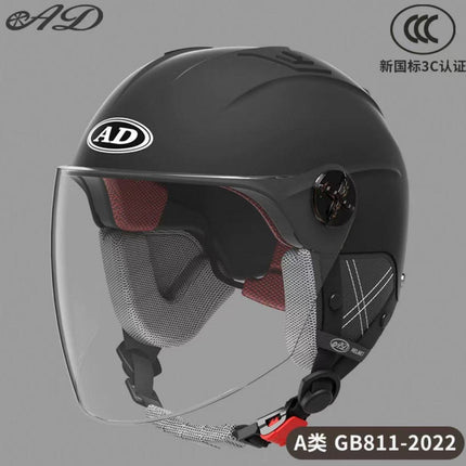Ad Electric Motorcycle Helmet for Men and Women, Summer 3C Certified Half Helmet, Battery Car Safety Helmet, Sun Protection for Riding
