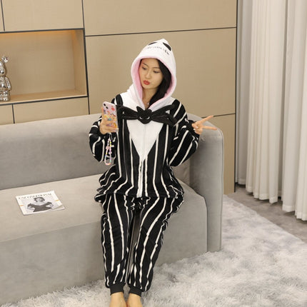 Cartoon New Adult Flannel One-Piece Pajamas for Men and Women Autumn and Winter Home Clothes Toilet Version