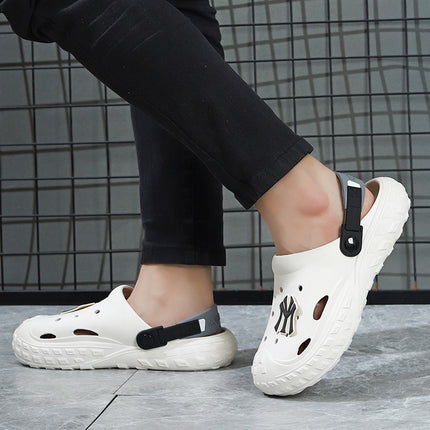 Croc Shoes Men's Soft Summer Non-Smell Non-Sound Outer Wear Non-Slip Anti-Odor Thick-Soled Sandals Breathable Soft Wear-Resistant Clogs