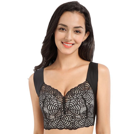 Thin Large-Size Foreign Trade Bra with Beautiful Back Design, Seamless Underwear for Plus-Size Women, Vest-Style Push-Up Bra That Makes Big Breasts Appear Smaller, Direct Sales
