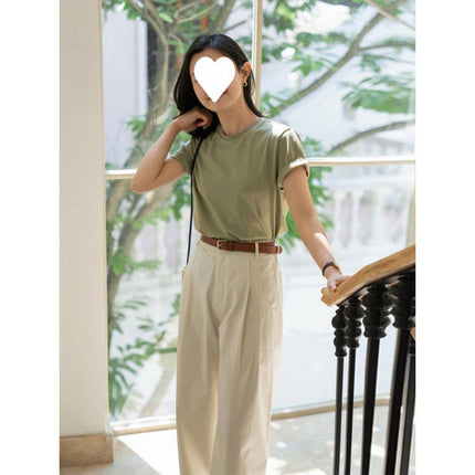 Summer dress with a set of mint green short sleeve women's casual pants salt two-piece suit this year's fashion beautiful suit