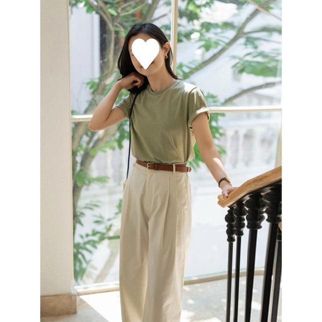 Summer dress with a set of mint green short sleeve women's casual pants salt two-piece suit this year's fashion beautiful suit