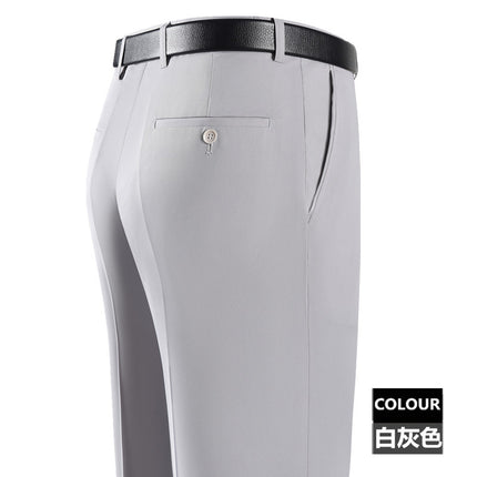 2025 New Summer Thin Mulberry Silk Middle-Aged Business Casual Straight Loose Wrinkle-Free Men's Pants