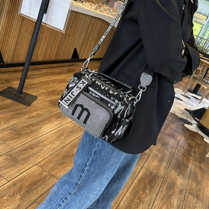 High-End Bags for Women 2025 New Sequined Women's Bags Versatile Fashion Casual Crossbody Bag Horizontal Square Handbag