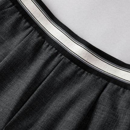 Wool suit pants comfortable elastic waist high-end women's straight wide leg pants women's drop feeling all-match slim casual women's pants