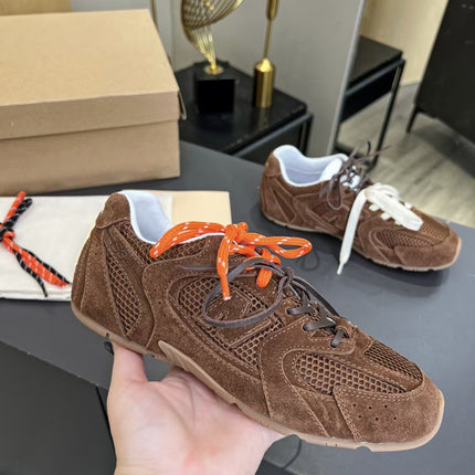2025 New Leather Mesh Breathable Lace-up Flat Forrest Gump Shoes Casual Sports Casual Shoes German Training Shoes New