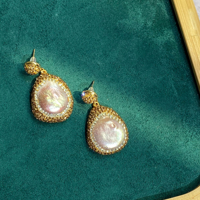 Natural Baroque natural shape pearl hand-set diamond earrings earrings earhooks Joker factory direct wholesale