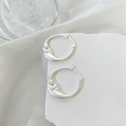 European and American fashion cold wind moon inlaid rhinestone personality earrings cross-border simple moon ring earrings earrings