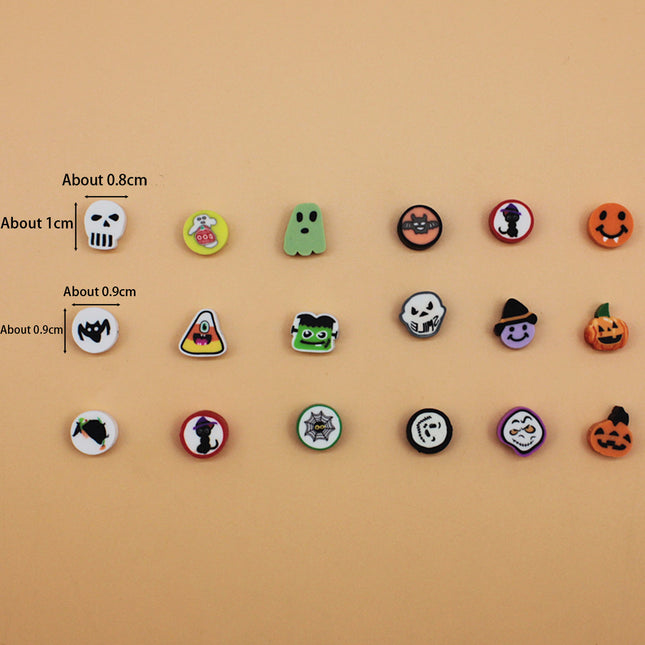 Cross-Border Halloween Style Colorfulful Perforated Soft Pottery Slices Pumpkin Ghost Ghost Face Handmade DIY Soft Pottery Set Box