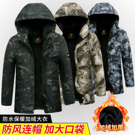 Thickened Camouflage Clothing, Fleece-Lined Cotton Coat, Warm, Cold-Proof, Windproof and Waterproof Cold Storage Labor Protection Clothing, Cotton-Padded Jacket, Cotton-Padded Work Clothes for Men