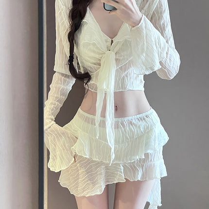 High-End Swimsuit Women's Bikini 2025 New Slimming Look Conservative Belly-Covering Four-Piece Set Sexy Split Resort Hot Spring