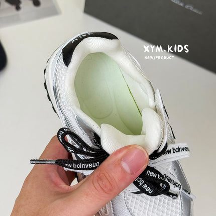 2025 Autumn New Children's Jogging Shoes Fashionable N-Shaped Double Lace-Up Mesh Breathable Sports Shoes for Boys and Girls