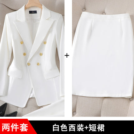 Zihong Zihong Suit suit Women's White Fashion Dress Suit High-end Temperament Goddess Fan suit 8017