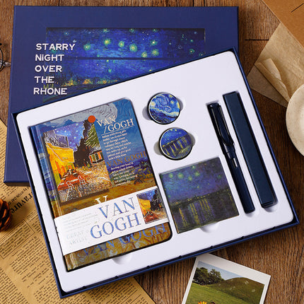 European and American Style Oil Painting Handbook Set Creative Van Gogh Monet Gift for Students Art Handbook Notepad Gift Box