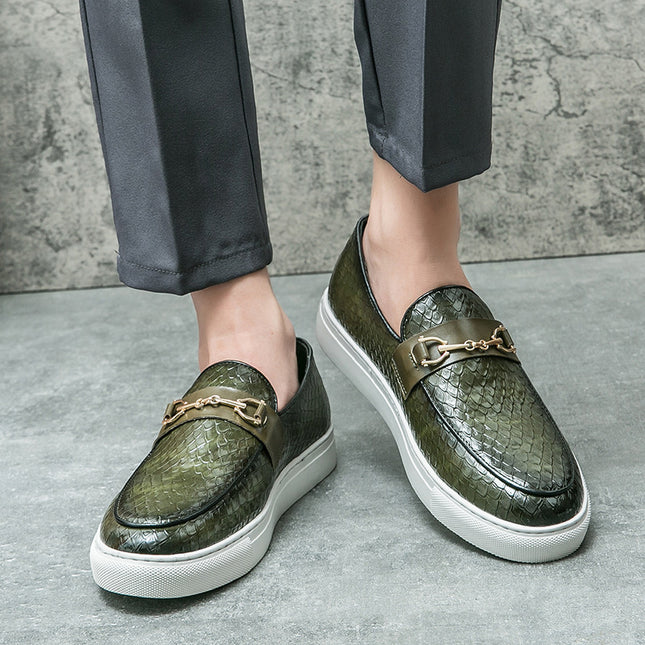 2025 Cross-border AliExpress Men's Business Casual Board Shoes British Leather Shoes Men's Shoes Slip-on Loafers Explosion