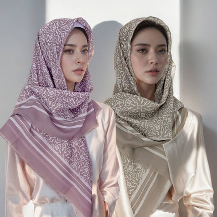 Cross-Border New Product Voile Print 110 Square Scarf Classic Lace Scarf Turban Malaysian Shawl