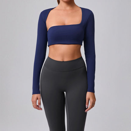 2025 Brushed Shawl Long-Sleeved Yoga Wear for Women Outdoor Running Sports Vest T-Shirt Fitness Quick-Drying Top
