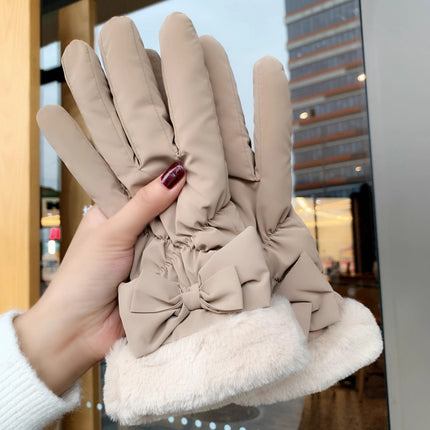 Winter Gloves for Women, Thickeneded and Velvet, Cold-Proof, Waterproof, Touch-Screen Cycling Electric Bike, Warm Ski Cotton Gloves