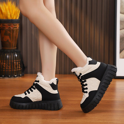 High-Top Dad Shoes for Women, 2026 Winter New Model, Sports Shoes for Students, with Added Fleece and Thickened Cotton Shoes, Kt2512-2