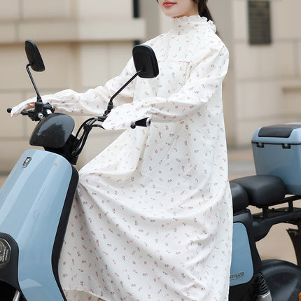 Electric Motorcycle Sunscreen Clothing Women's Spring and Summer Long Battery Car Outdoor Cycling Sunshade Outdoor Travel Sunscreen Clothing