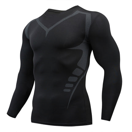 2025 new in stock quick-drying breathable outdoor running sports compression tight fitness training printed long sleeve top