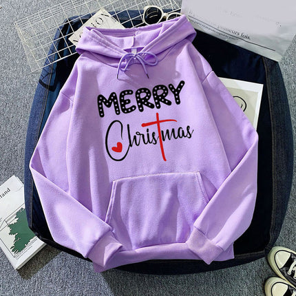in stock foreign trade cross-border Christmas letters Merry Christmas printed hooded vests European and American autumn and winter men and women