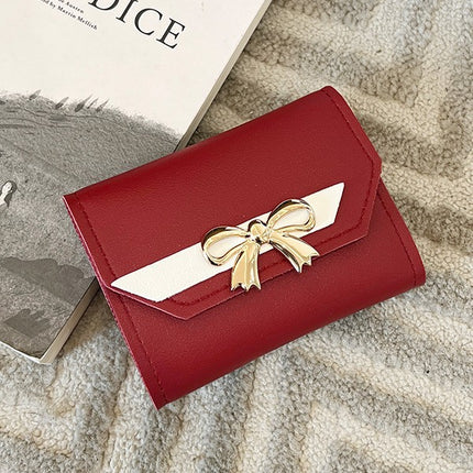 Foreign Trade Wholesale Women's Color-Blocked Bowknot Multi-Card Slot Coin Purse 2025 Korean Style Summer and Autumn New Mini Wallet