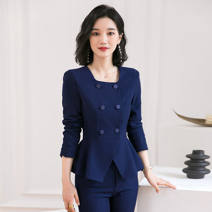 Professional Women's suit Women's Red Formwork Stewardess Uniform Hotel Front Desk Manager Suit Dress Autumn and Winter