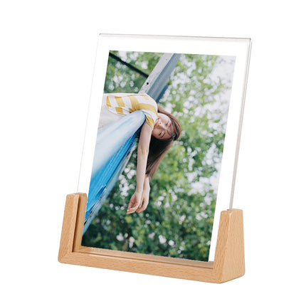 Acrylic Solid Wood Photo Frame Table Display Amazon Handmade Creative Gift Ornament Display Stand 6inch U-Shaped Photo Frame Customization