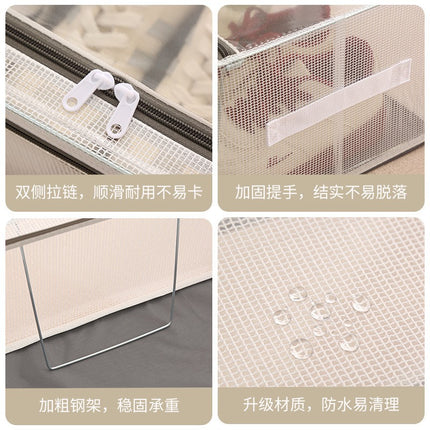 Household Transparent Foldable Shoe Storage Box Visible Installation-Free Bed Bottom Shoe Cabinet Thickened Steel Frame Storage Box