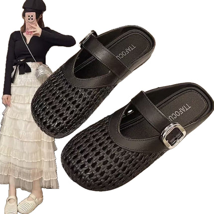 Slippers for Women's Summer Outer Wear 2025 Half-Flop Toe Slippers for Women's Outer Wear Fashionable New Flat Soft Bottom Hollow Breathable