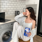 Blue and white striped three-piece set / M