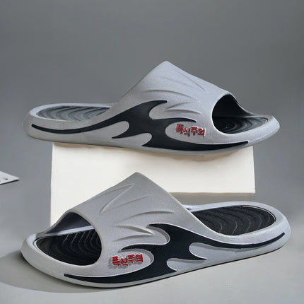 Free shipping new men's one-word slippers with shit feeling home bathroom non-slip fashionable breathable men's slippers