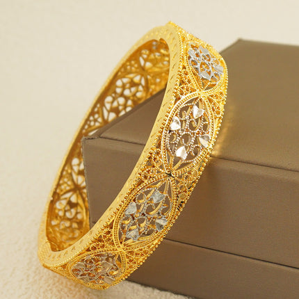 Gold Silver Rose Color Middle East Ethiopian Bangles Dubai Women Fashion Jewelry Bridal Wedding Gift