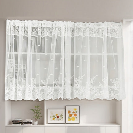 Cross-border double-row lace curtain wearing rod lace short curtain finished curtain bay window kitchen partition curtain window screen TEMU