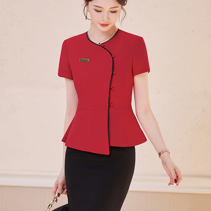 Hotel front desk work clothes fashion suit professional women's clothing jewelry store sales uniform two-piece beauty salon tooling