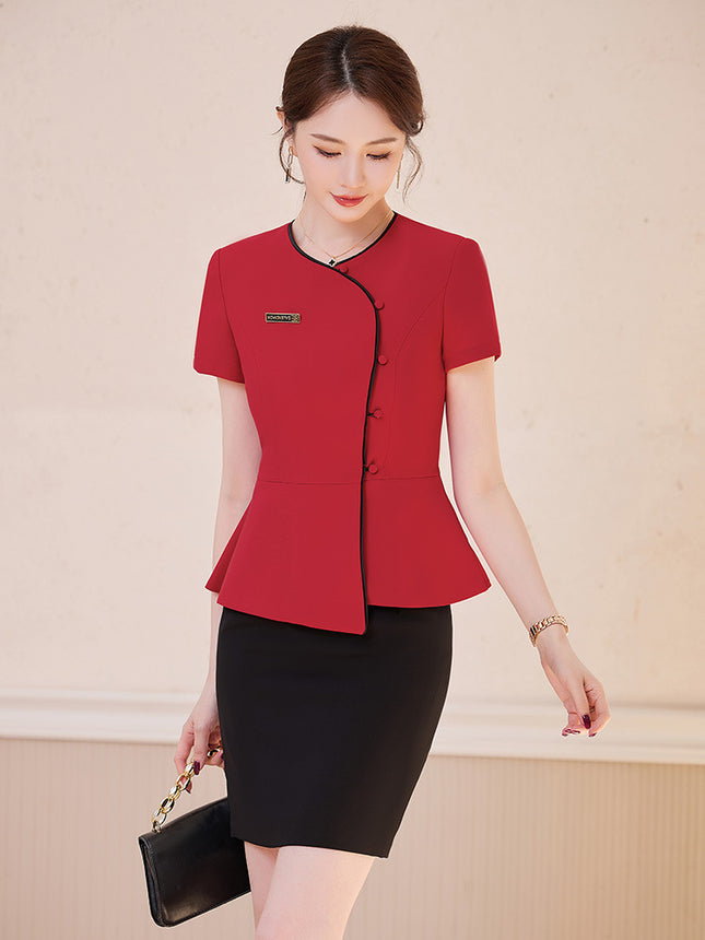 Hotel front desk work clothes fashion suit professional women's clothing jewelry store sales uniform two-piece beauty salon tooling
