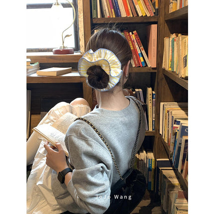California Sunshine Hair Rings ~ Satin High-grade Feeling Intestines Hair Rope Women's French Style Hair Tie Headwear South Korea Double-layer Hair Rope