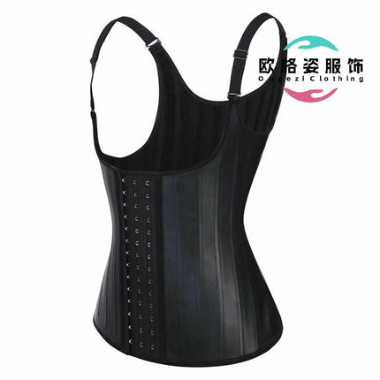 25 Steel Bone Gloss Latex Body Shaper Tunic Camisole Vest Abdominal Corset Latexcorset