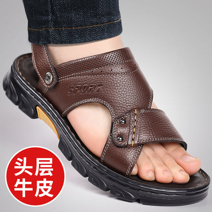 Men's sandals 2024 Summer new men's outdoor sandals outdoor fashion leather sandals factory direct one-piece delivery