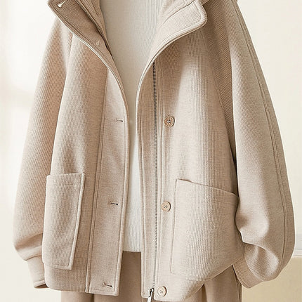 Corduroy Thickened Brushed Short Coat Women's 2024 Winter Korean Style Age-reducing Casual Top